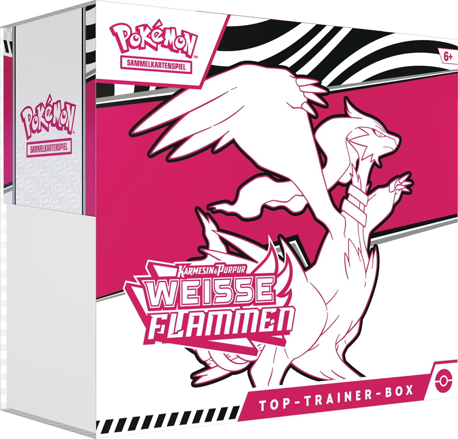 Pokémon-Sammelkartenspiel: Top-Trainer-Box Karmesin & Purpur – Weiße Flammen: Reshiram